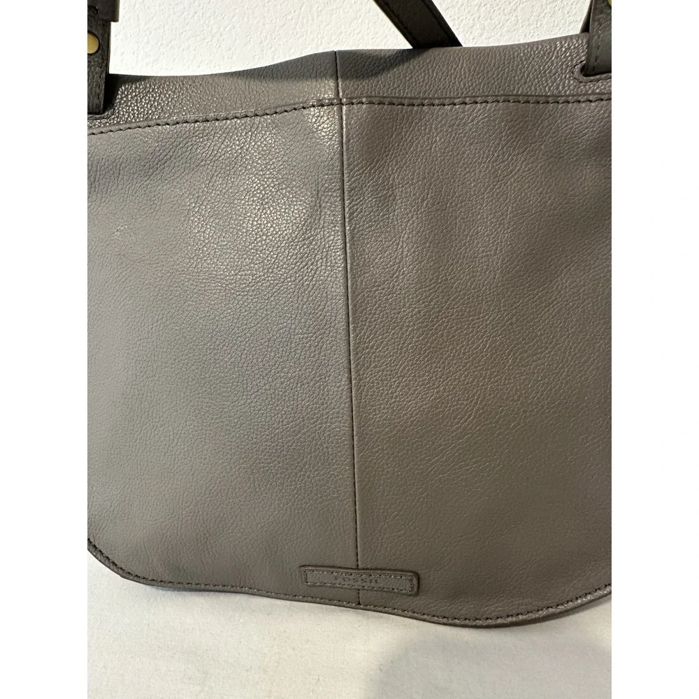 Fossil Pebbled Leather Crossbody Bag Gray Adjustable Strap